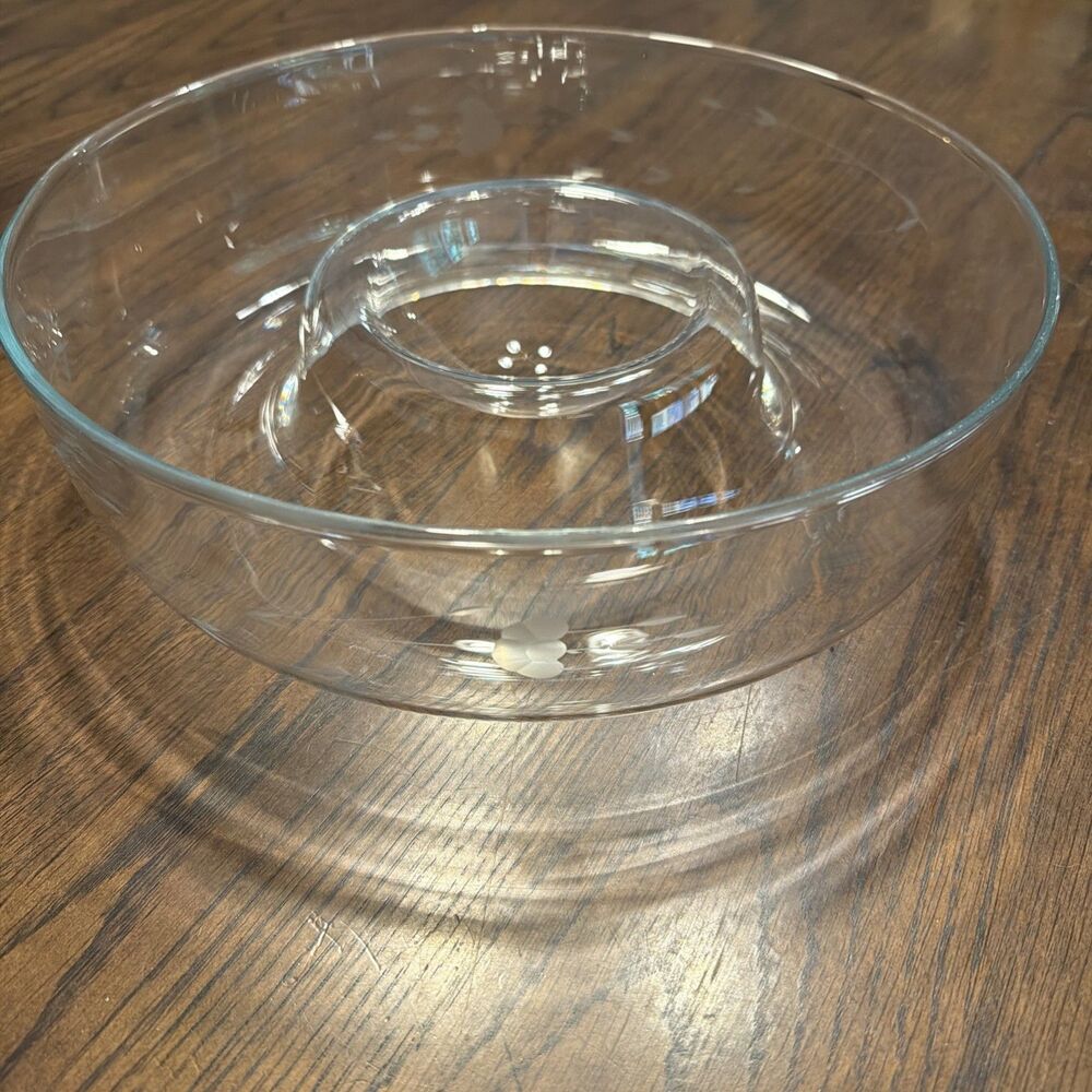 Princess House Chip and Dip Bowl #401 Floral Etched